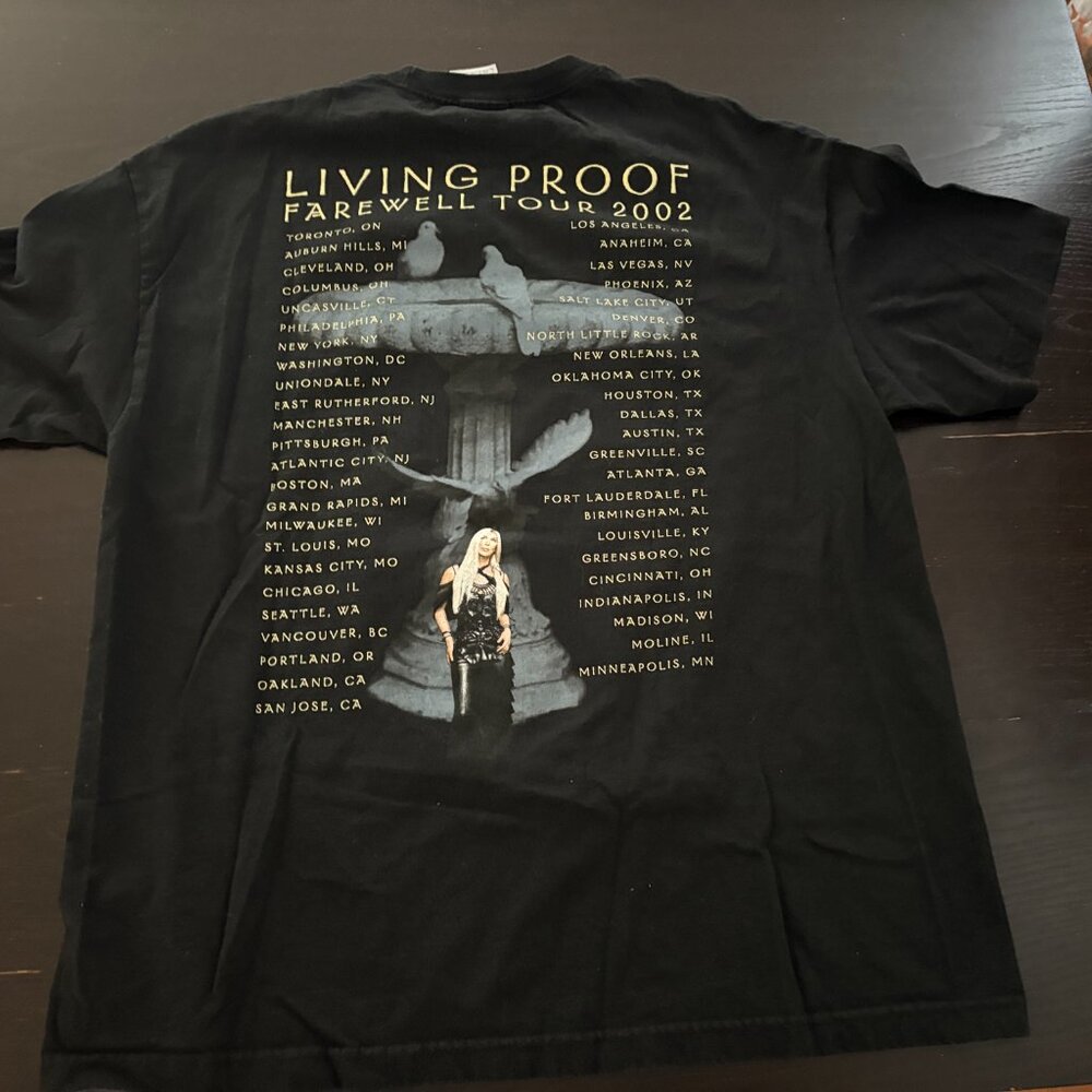 Mens Y2K Cher Living Proof Farewell Tour 2002 Black T Shirt Size XL - Picture 4 of 6